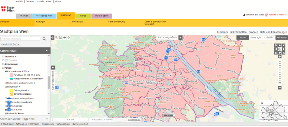 Interaktive Karte von Wien - Parken