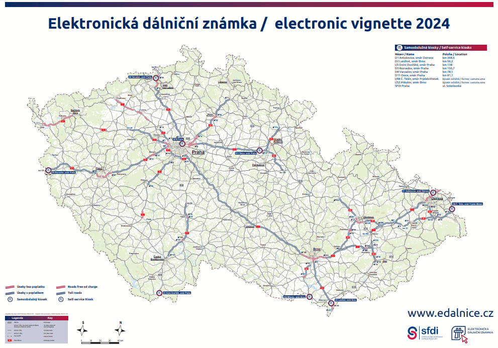 Mautpflichtige Abschnitte in der Tschechischen Republik 2024