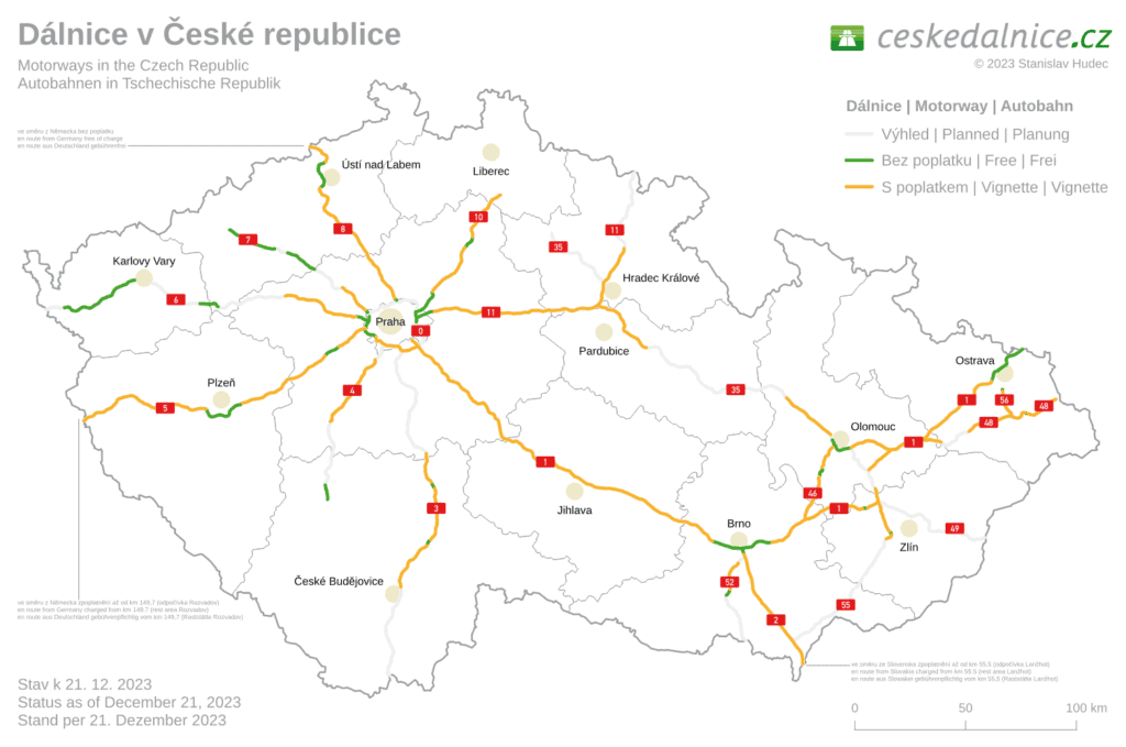 Autobahnnetz in der Tschechischen Republik - Übersicht der Abschnitte